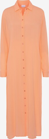 LASCANA - Vestido camisero en naranja: frente