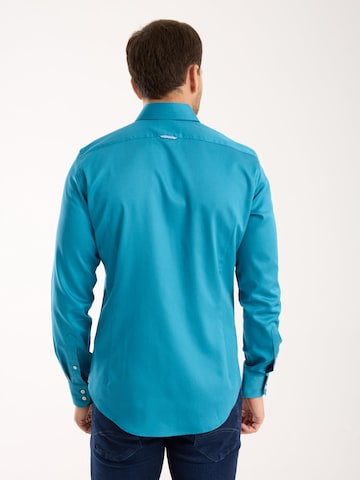 Slim fit Camicia business 'Roma Iconic Satin Man Shirt Green' di 7Camicie in verde