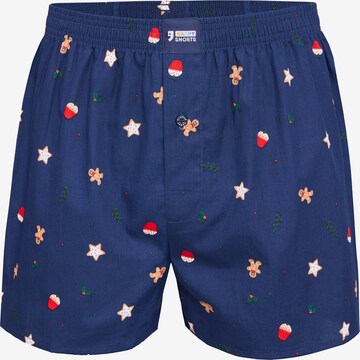 Happy Shorts Boxershorts ' XMAS ' in Blauw: voorkant