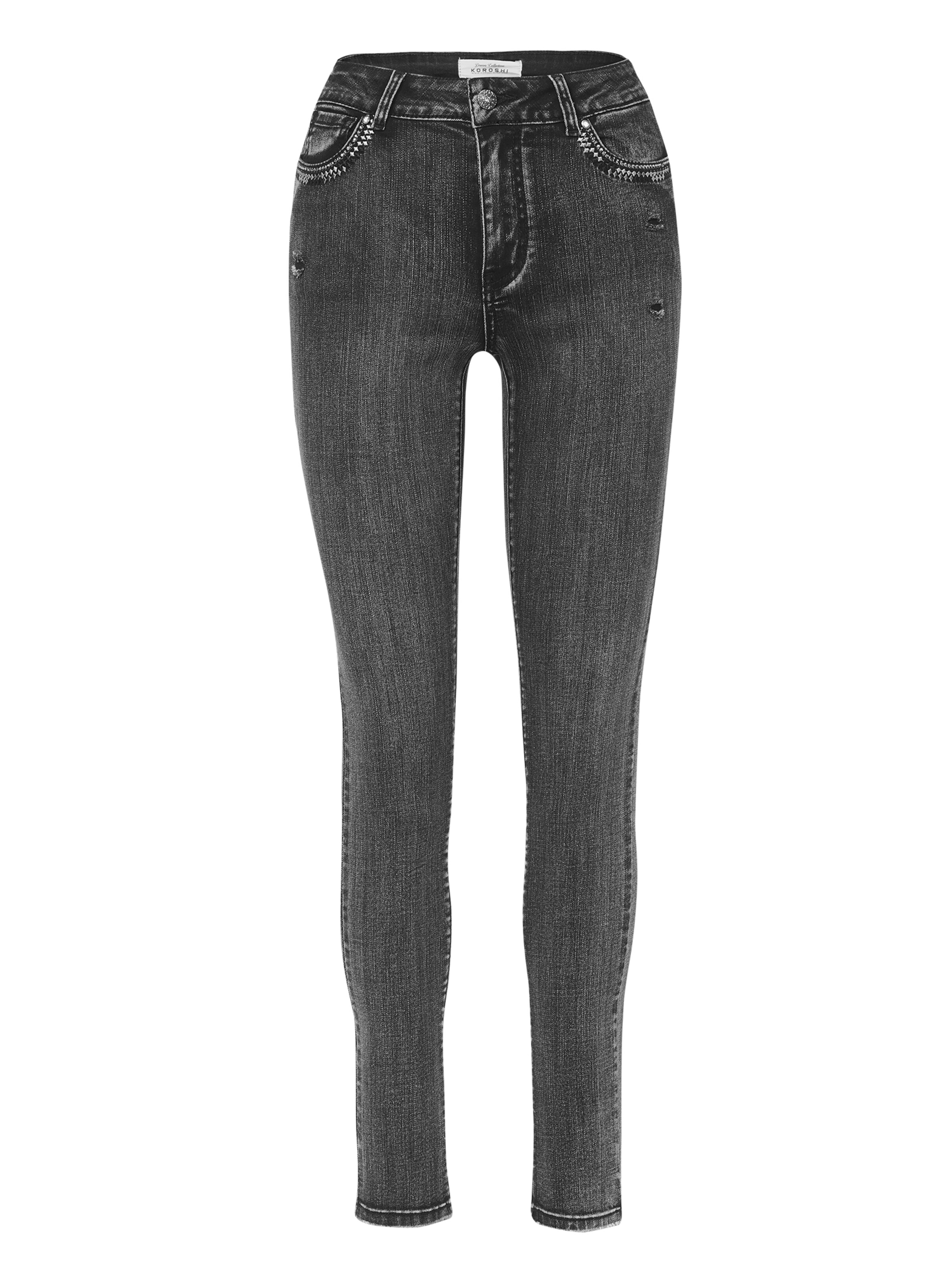 KOROSHI Skinny Džíny – černá: přední strana