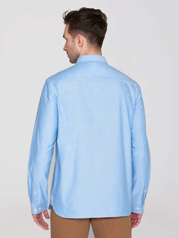 KnowledgeCotton Apparel Regular fit Button Up Shirt 'Harald' in Blue
