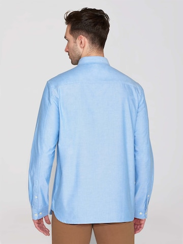 KnowledgeCotton Apparel Regular fit Button Up Shirt 'HARALD' in Blue