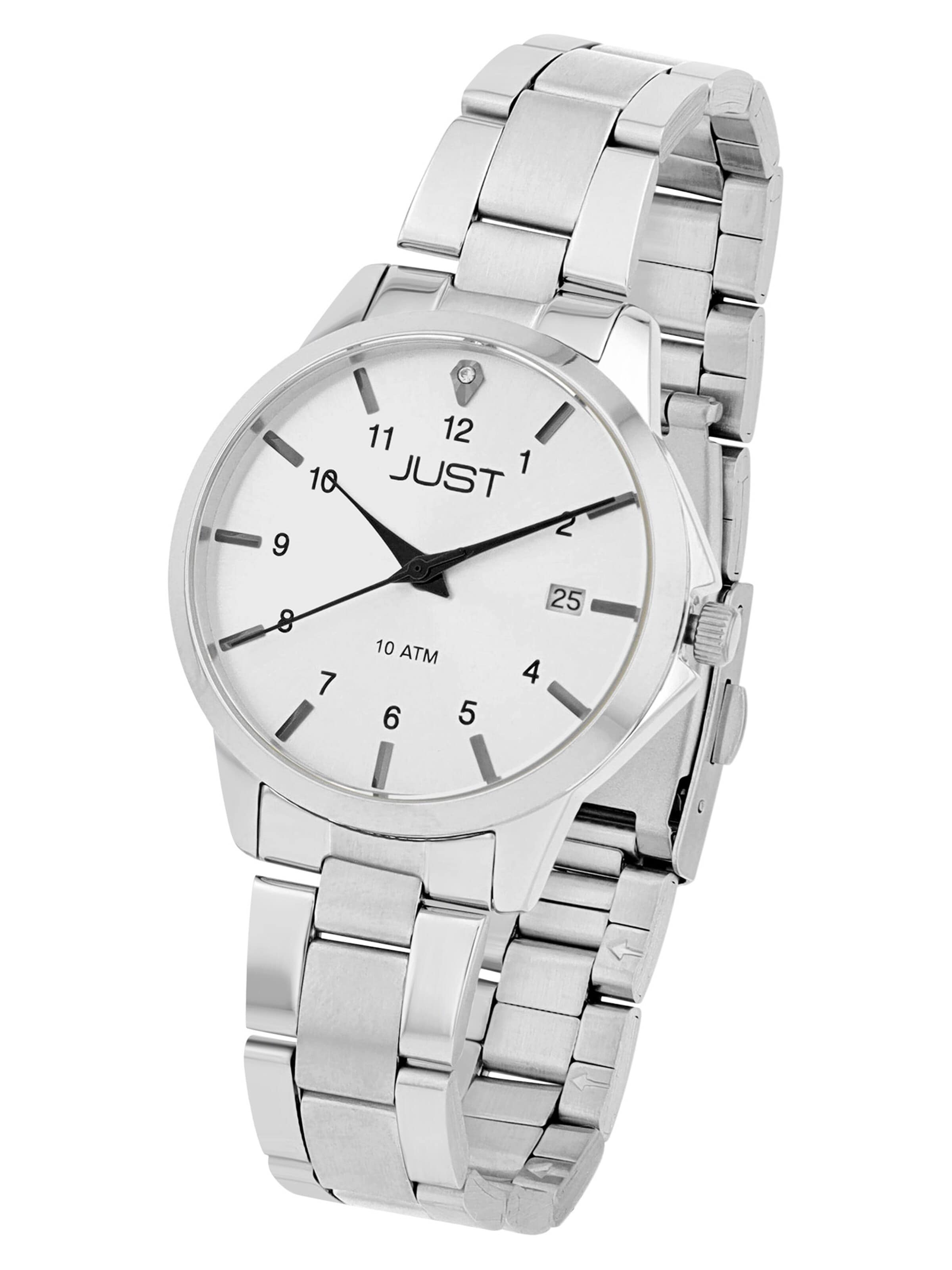 JUST Analog Watch 'Datumsanzeige' in Silver: front