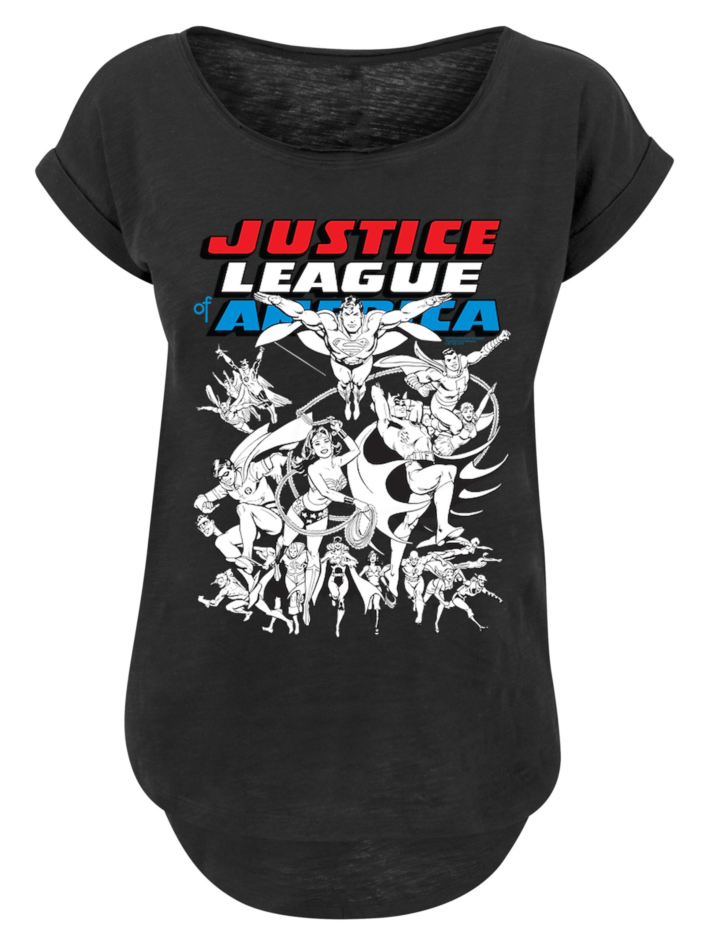 F4NT4STIC Shirt 'Justice League' in Zwart: voorkant