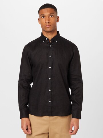 s.Oliver Regular fit Button Up Shirt in Black: front