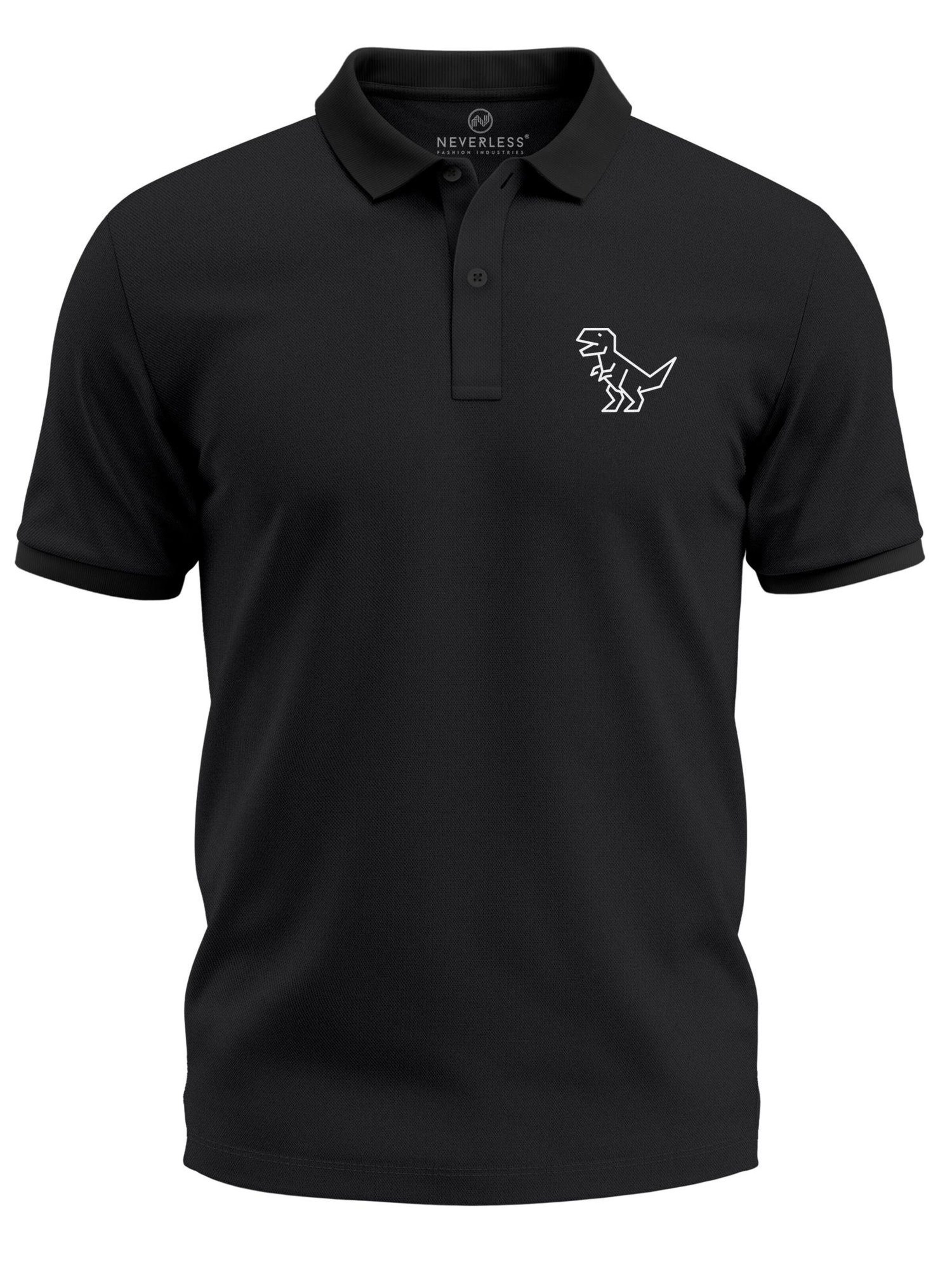 Neverless Shirt 'Polygon T-Rex' in Black: front
