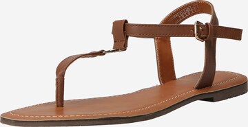 TOM TAILOR T-bar sandals in Brown: front