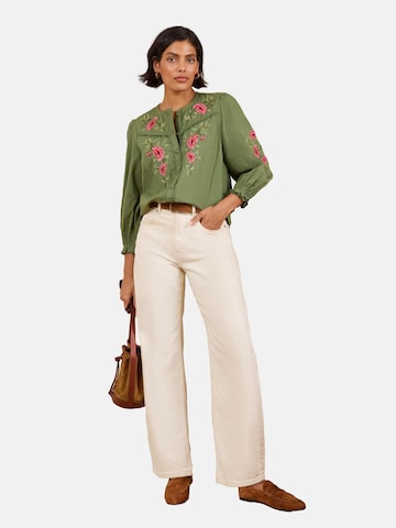 love & roses Blouse in Groen: voorkant