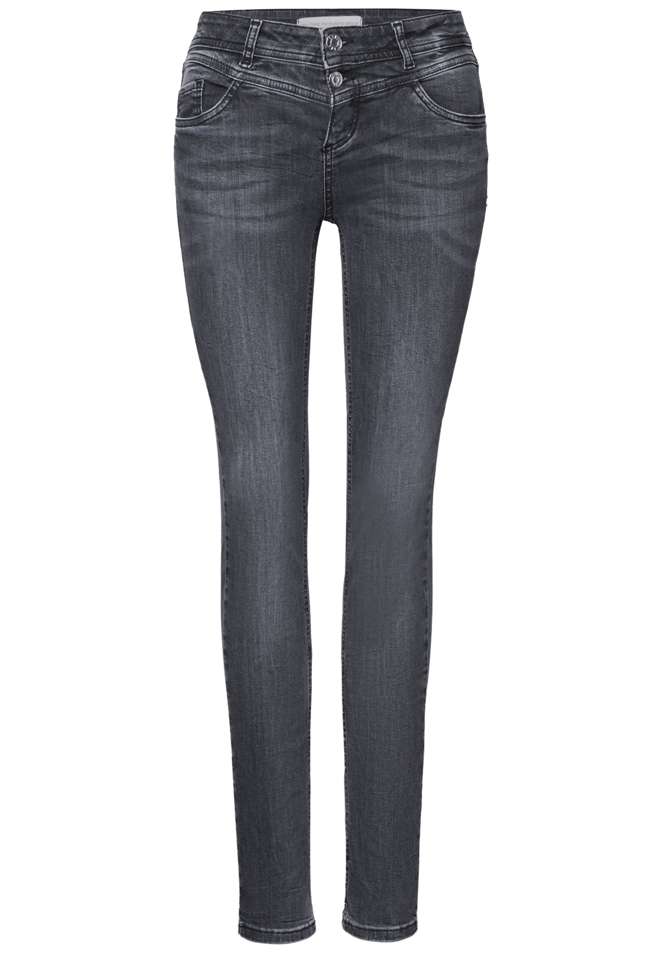STREET ONE Slimfit Jeans in Grau: Vorderseite