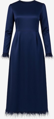 fashionshowcase Abendkleid 'Feather Grace' in Blau: Vorderseite