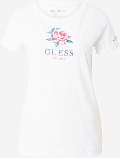 GUESS T-shirt en bleu clair / rose / rouge / blanc, Vue avec produit