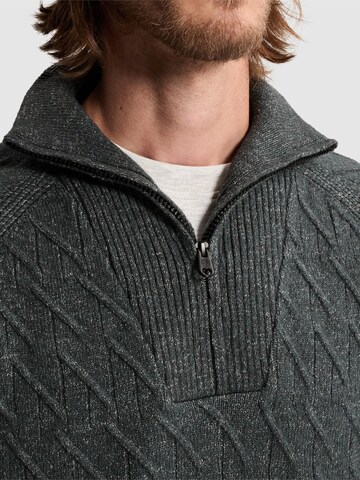 CAST IRON Tröja 'Pullover with half-zip and allover texture' i grå