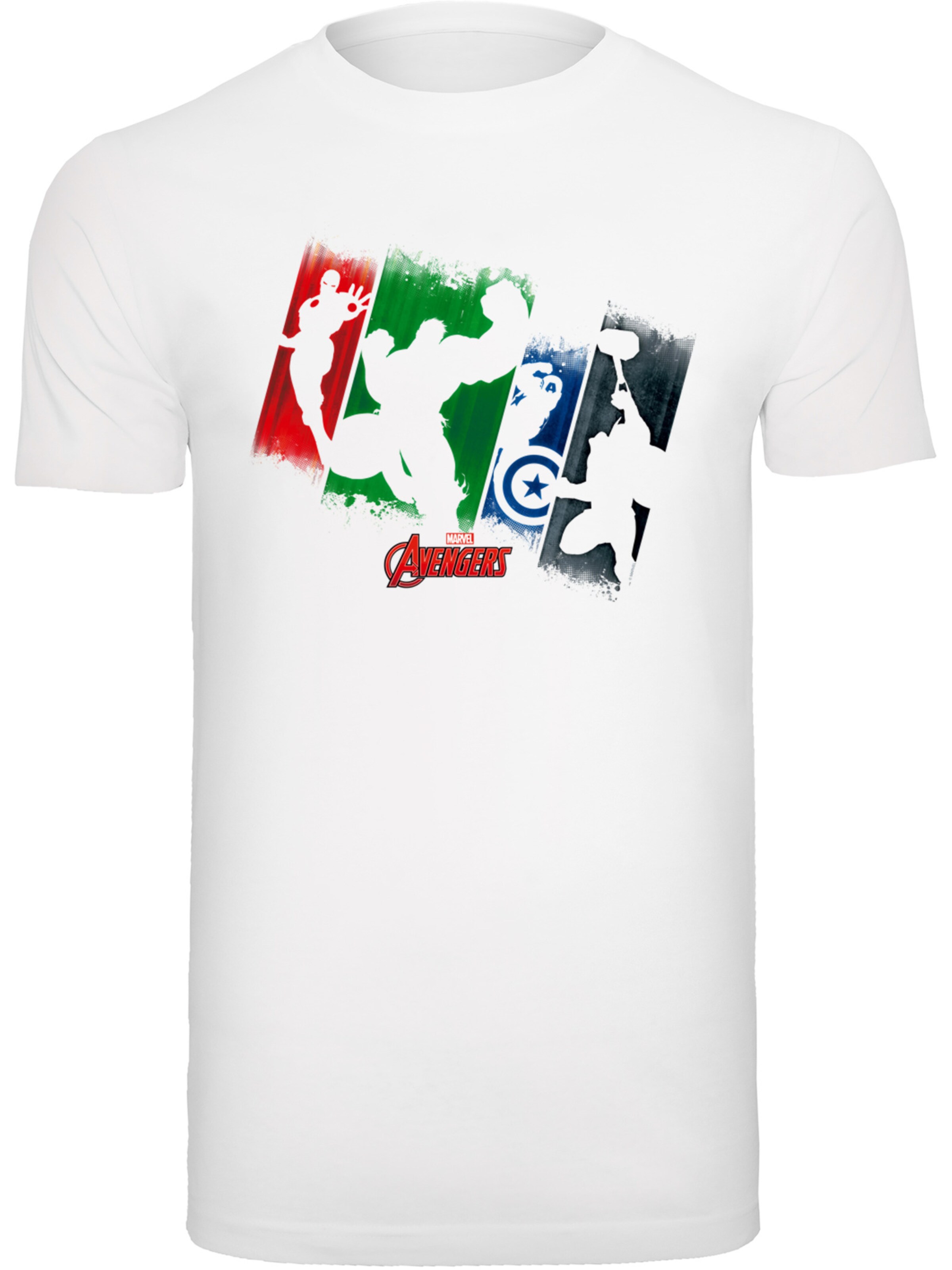 T-Shirt 'Marvel Avengers Team Punch Out' F4NT4STIC en blanc : devant