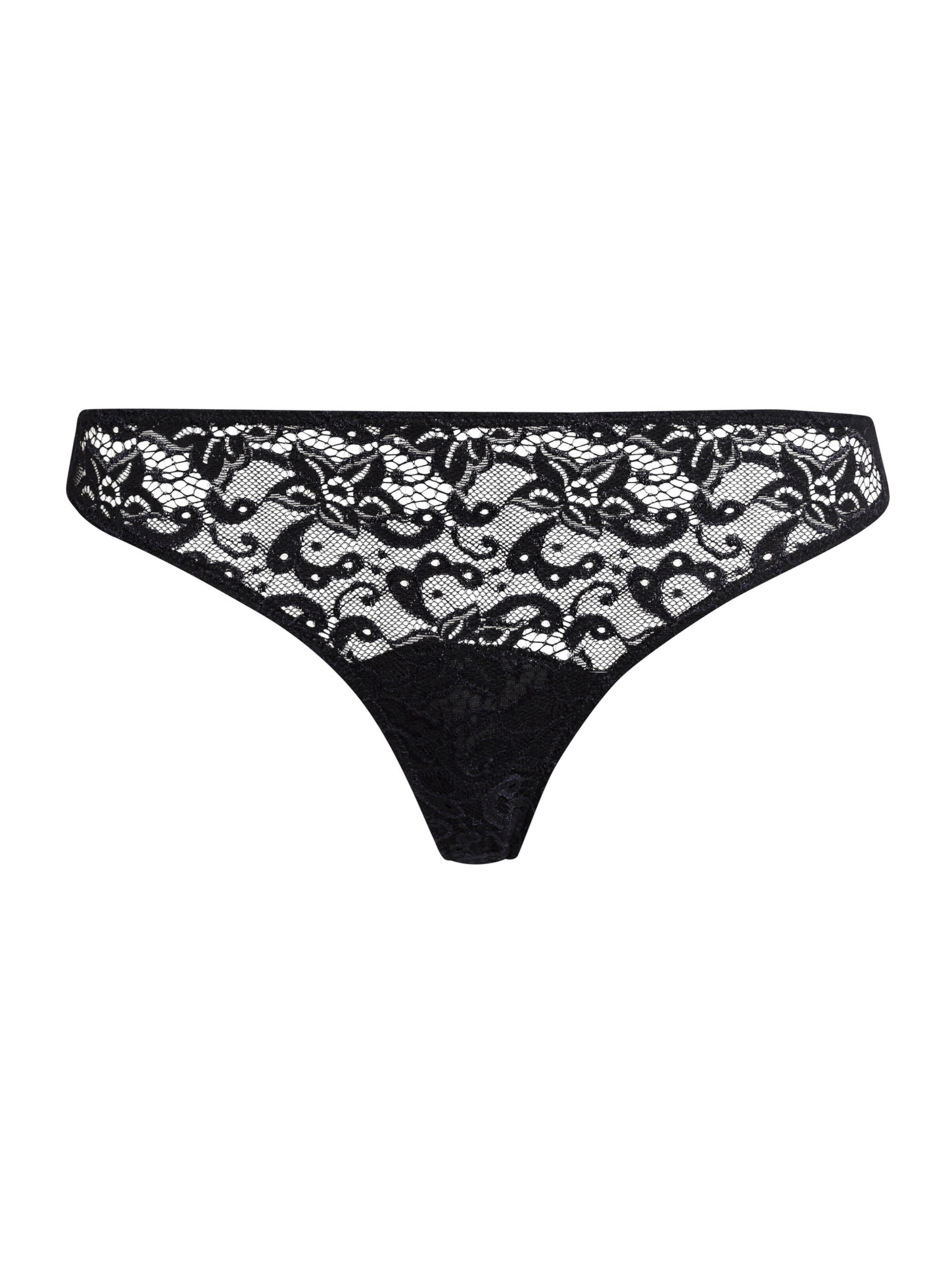 Hanro - Tanga 'French Lace' em preto: frente