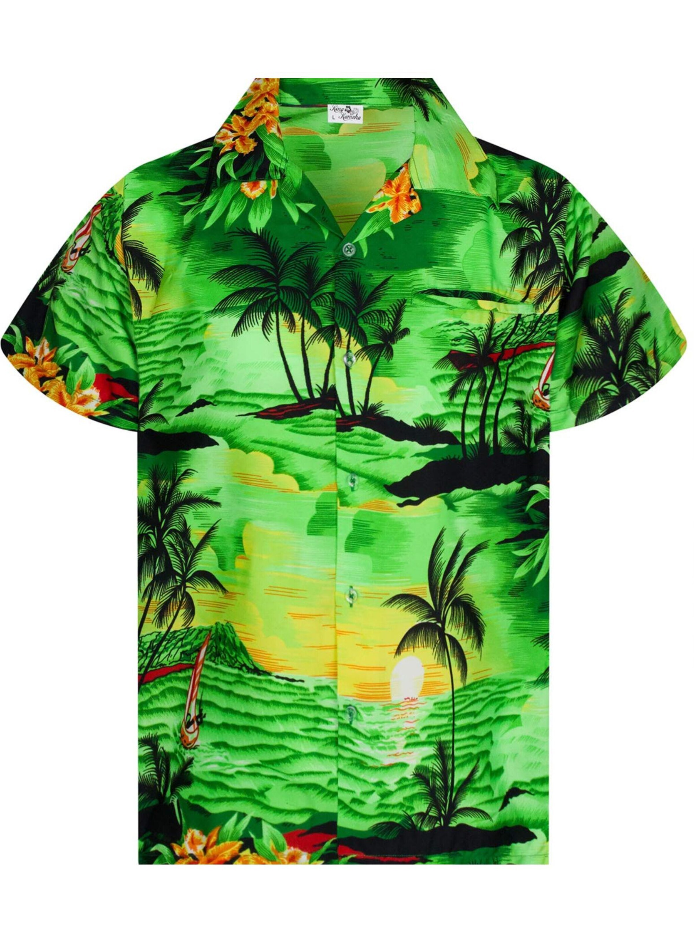 Regular fit Camicia 'Surf' di King Kameha in verde: frontale
