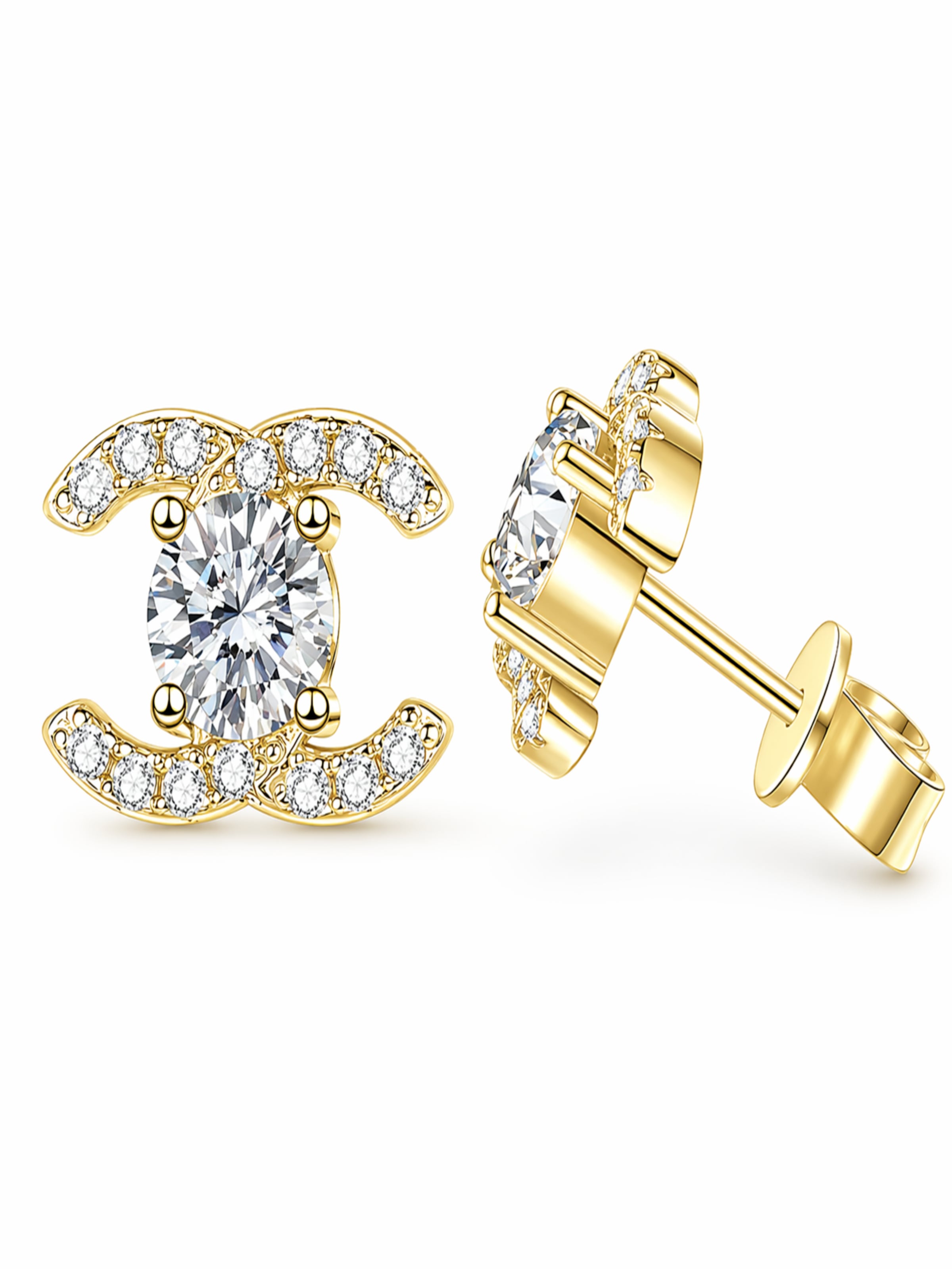 ROUGEMONT Jewellery Earrings 'Funkelnde Moissanit Ohrstecker 1,0ct' in Gold: front