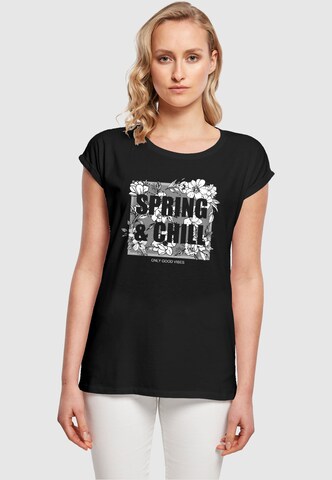 Merchcode T-Shirt 'Spring And Chill' in Schwarz: predná strana