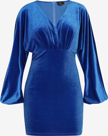 Abito da cocktail di faina in blu: frontale