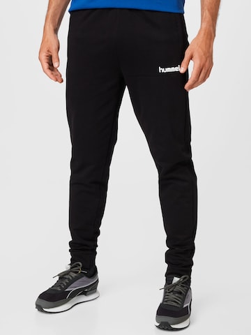 Hummel - Slimfit Calças de desporto em preto: frente