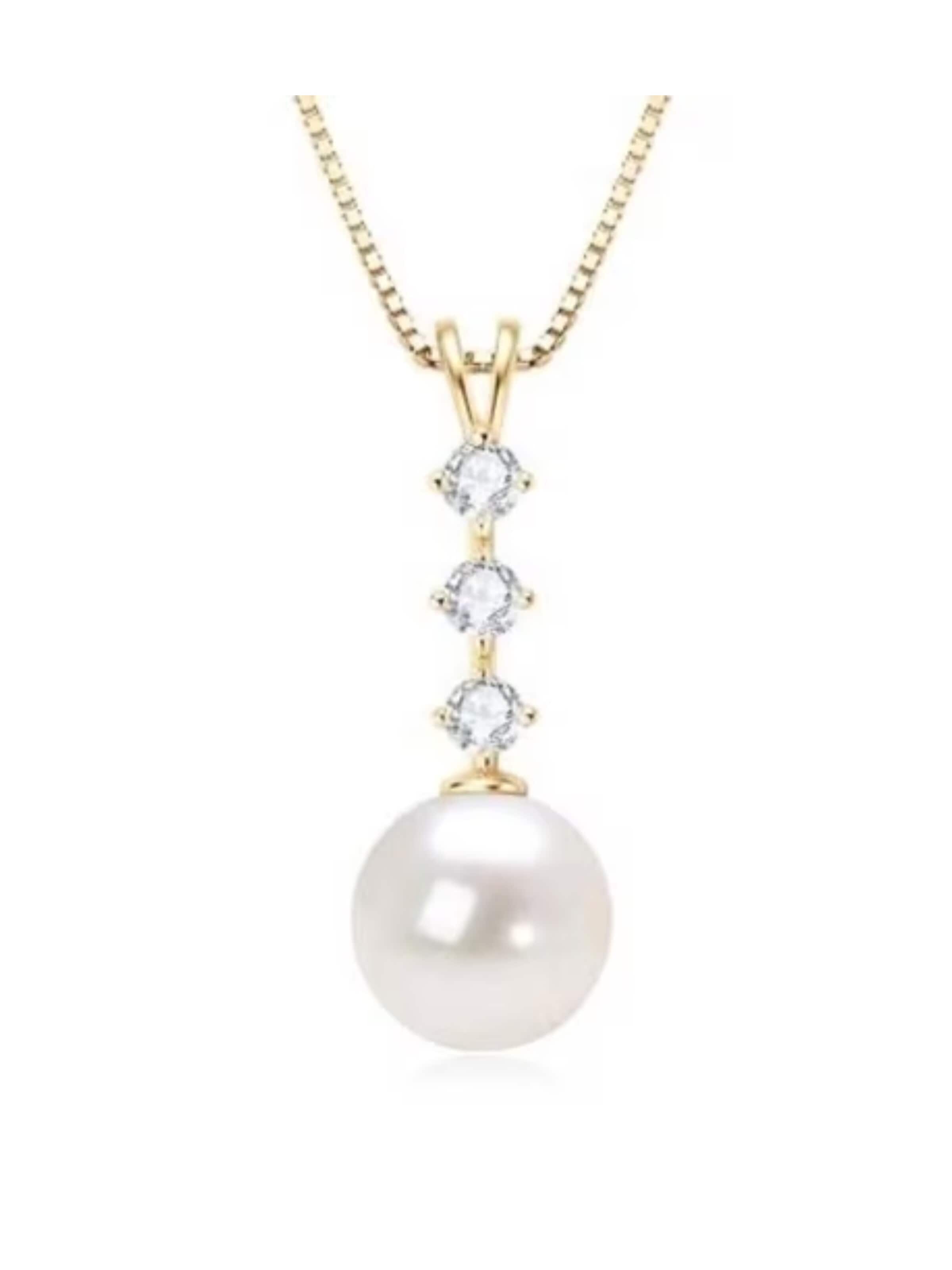 ROUGEMONT Jewellery Necklace 'Funkelnde Moissanit Halskette mit Echtheitszertifikat 45cm' in Gold: front