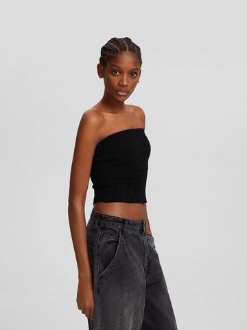 Tops en tricot Bershka en noir : devant