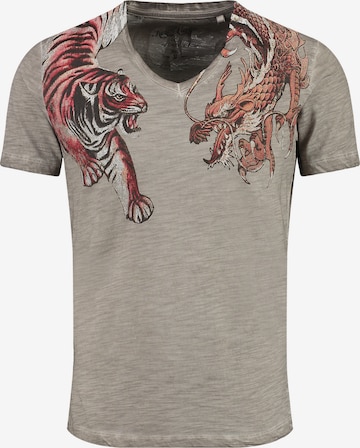 Tricou 'DRAGON' de la Key Largo pe gri: față