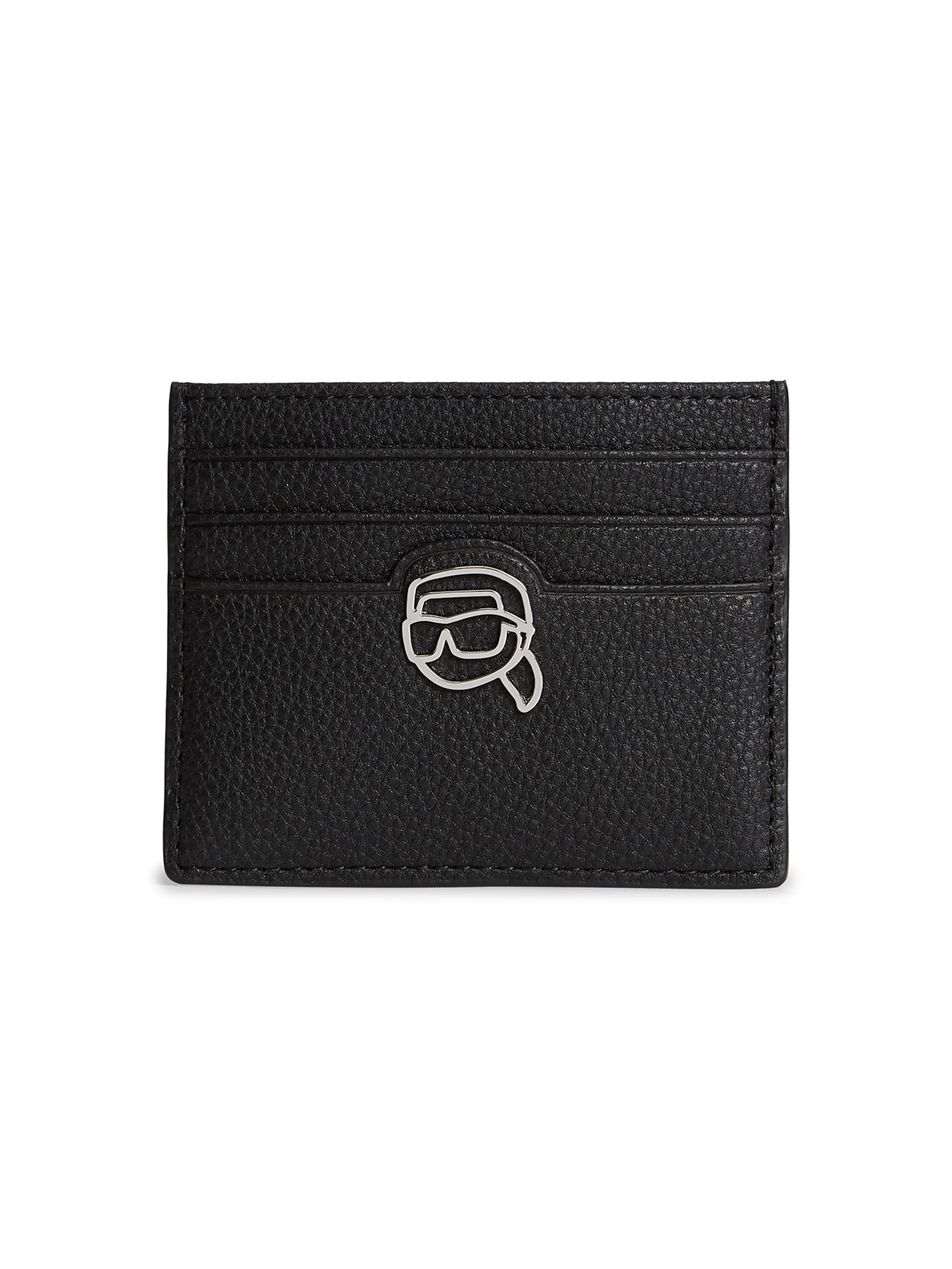 Karl Lagerfeld Kartenetui ' Ikon Pebble Kartenetui ' in Schwarz: Vorderseite