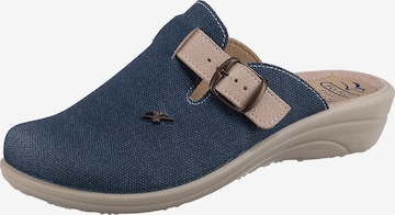 FLY FLOT Mules in Blue: front