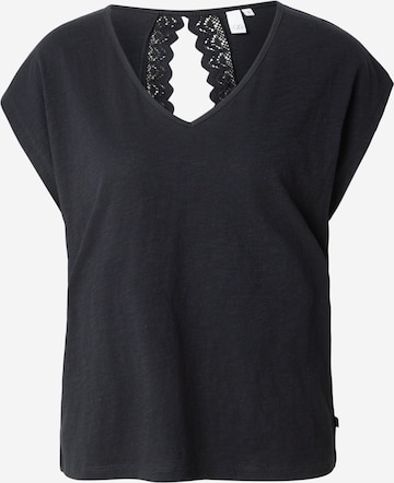 T-shirt QS en noir : devant