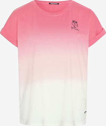 CHIEMSEE T-Shirt ' im Dip-Dye-Look mit Stickerei ' in Pink: Vorderseite