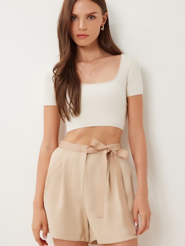 Happiness İstanbul Широкий Брюки со складками в Бежевый: спереди