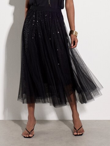 Apricot Sequin Tulle Midi Skirt ' Tüllrock ' in Schwarz: Vorderseite
