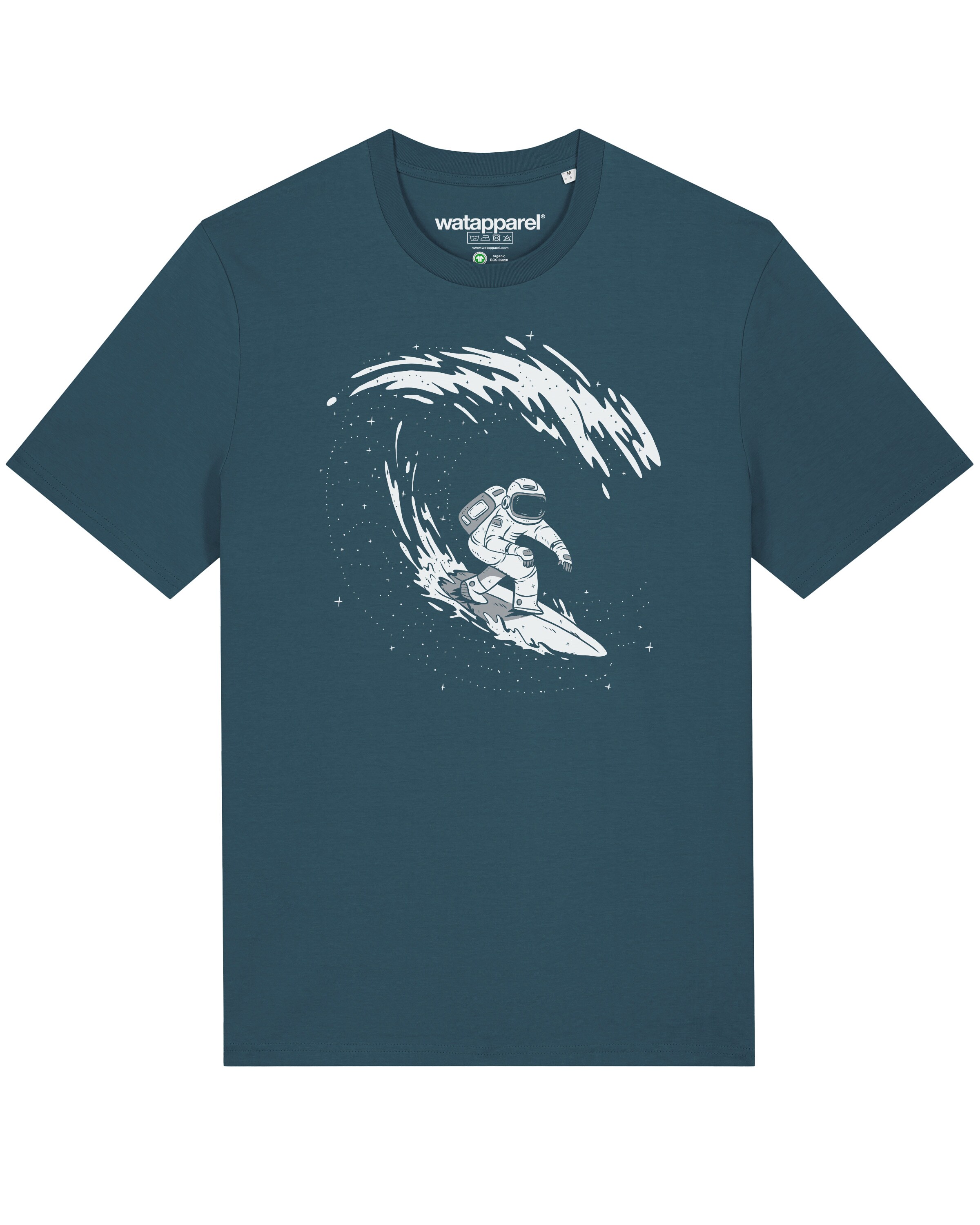 Maglietta ' Surfing Spaceman ' di Watapparel in blu: frontale
