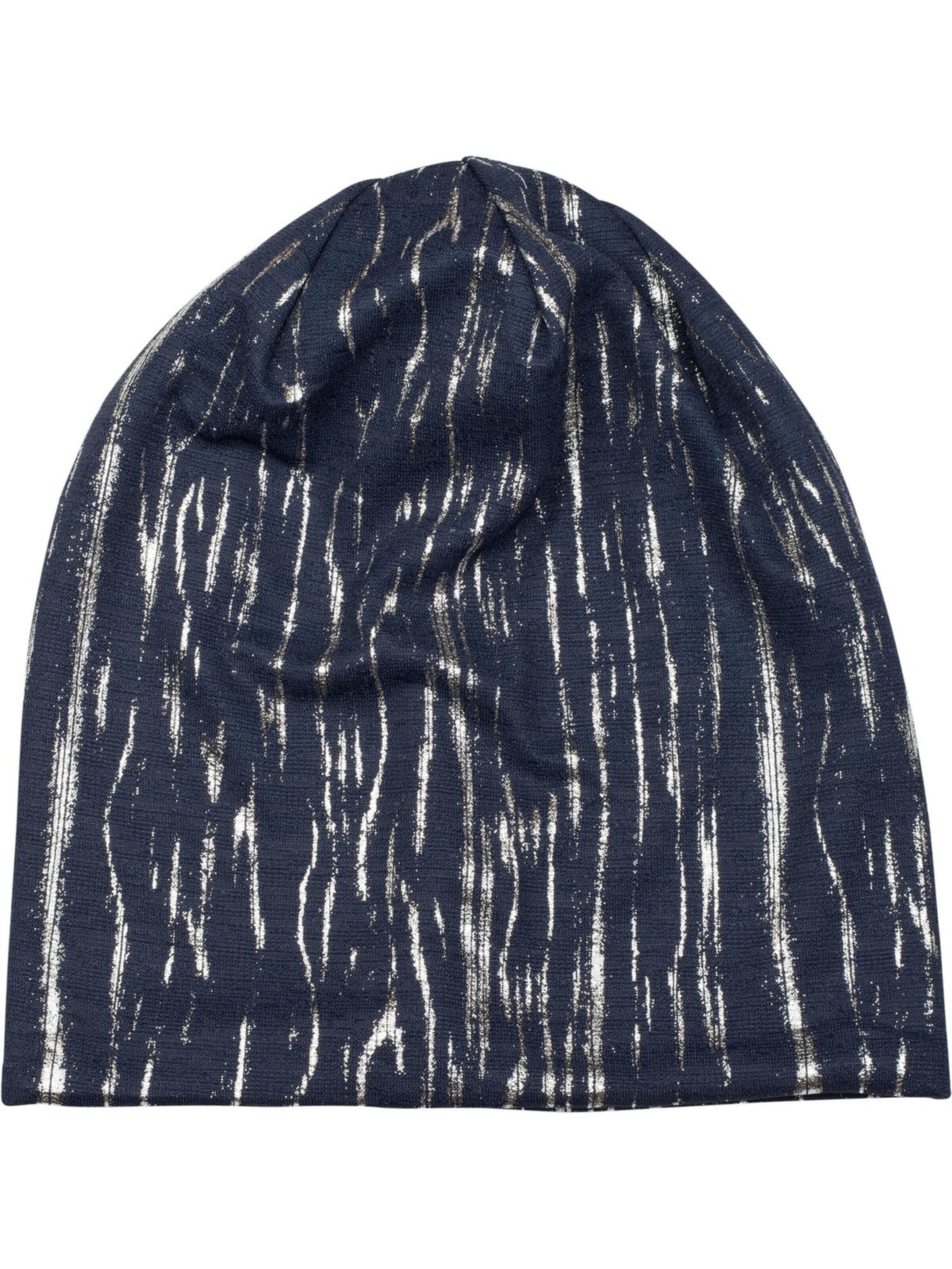 styleBREAKER Mütze 'Beanie mit Metallic Streifen Print'‌‌‌ in Blau