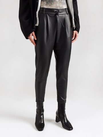 ONLY Слим Брюки со складками 'Poptrash' в Черный: спереди