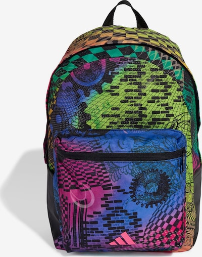 Sportinė kuprinė 'x Jeremy Scott' iš ADIDAS SPORTSWEAR, spalva – mėlyna / obuolių spalva / rožinė / juoda, Prekių apžvalga