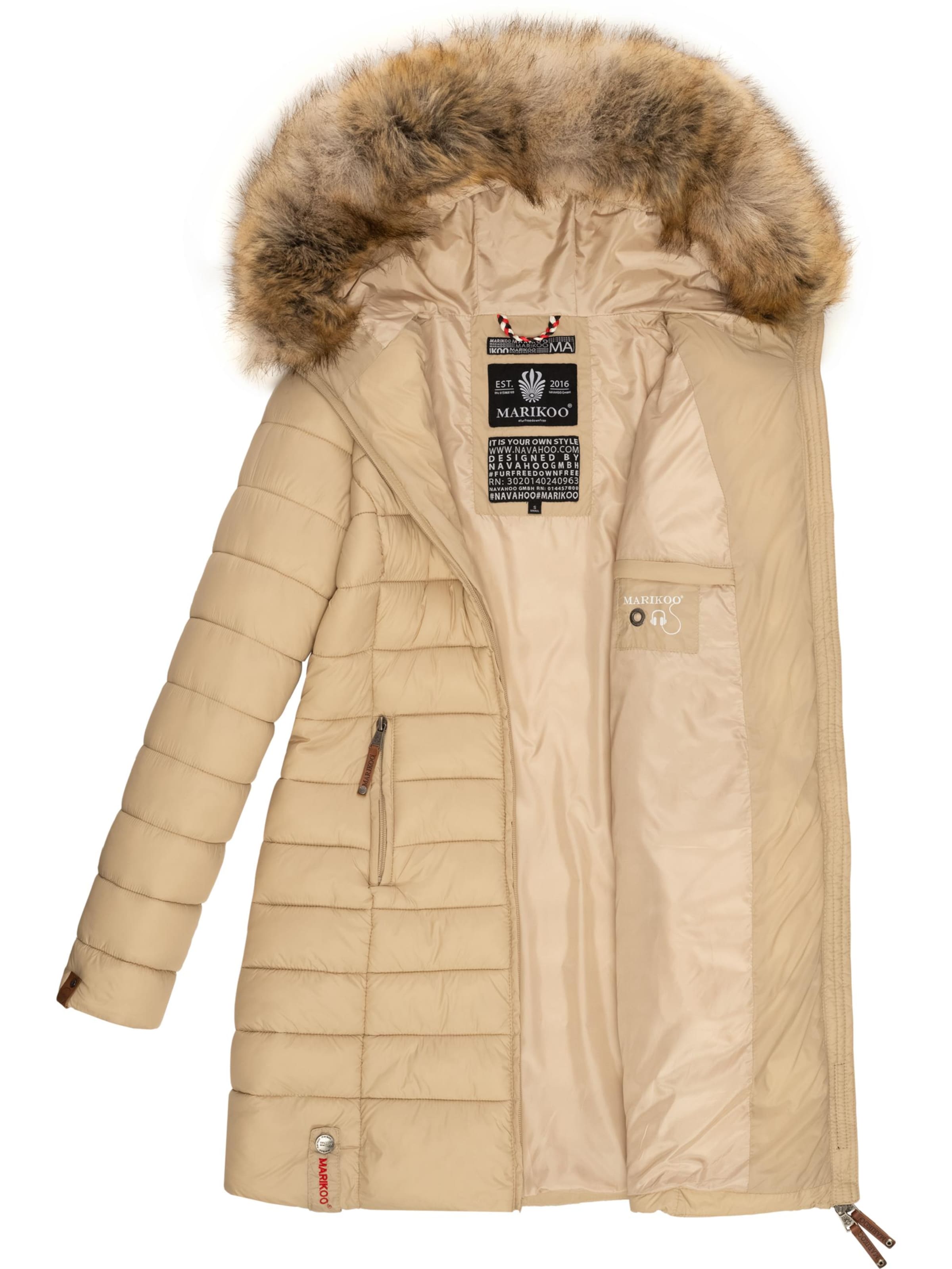 smėlio MARIKOO Žieminis paltas 'Rose'