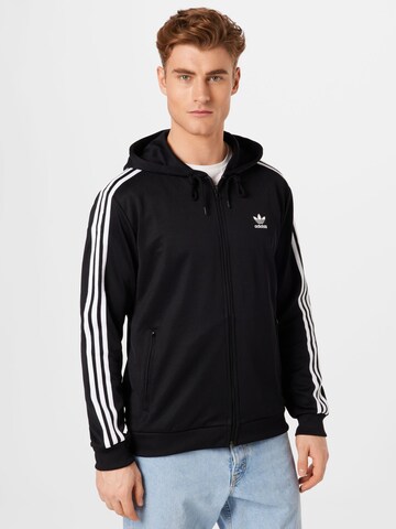 ADIDAS ORIGINALS Zip-Up Hoodie 'Adicolor Classics Full Zip' in Black: front