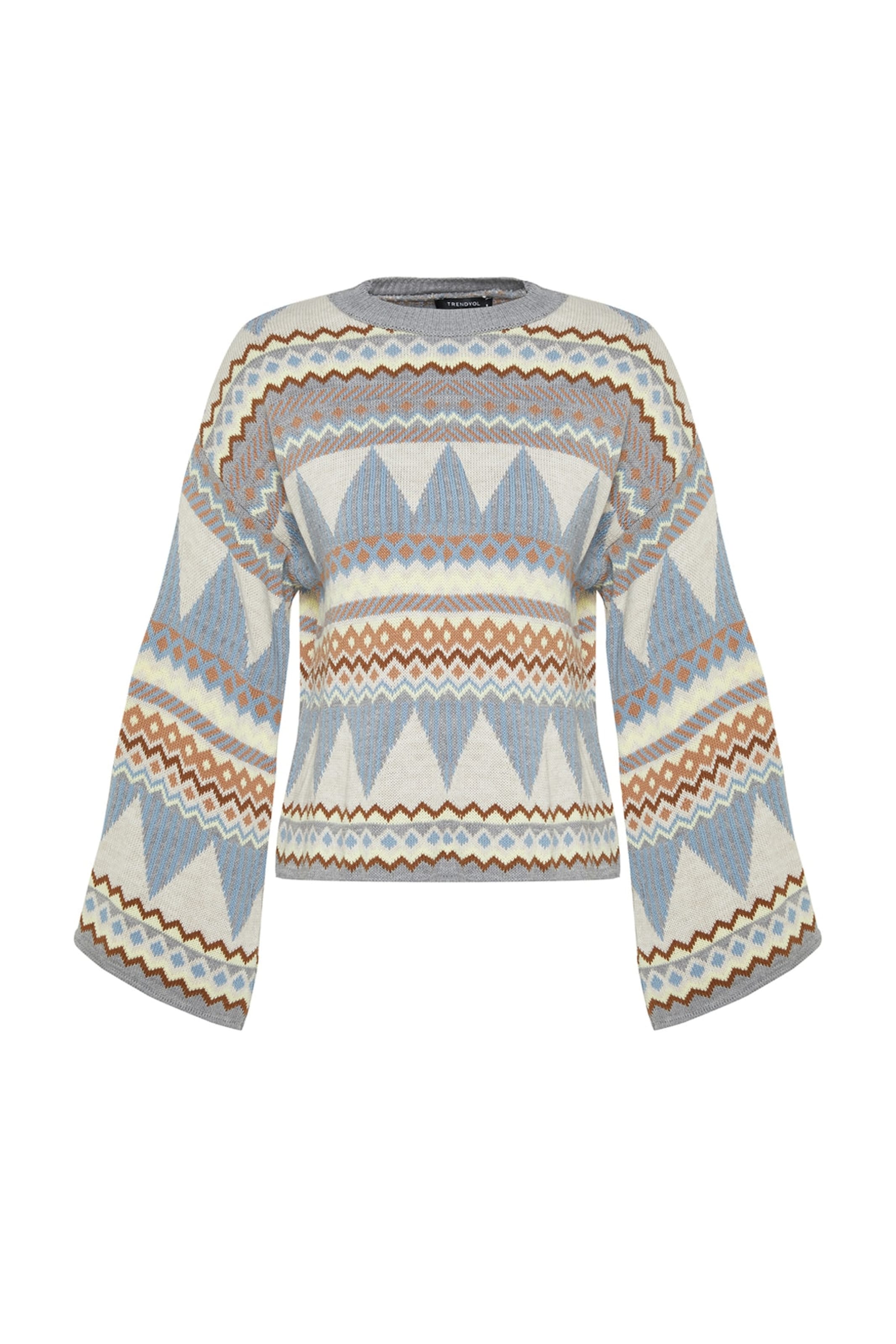 Pullover in XS Trendyol di colore blu fumo / marrone chiaro / giallo pastello / grigio fumo, Visualizzazione prodotti