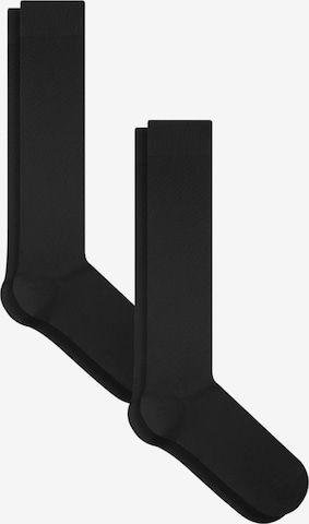Albero Natur Knee High Socks '2er Pack Unisex Kniestrümpfe aus Bio-Baumwolle' in Black: front