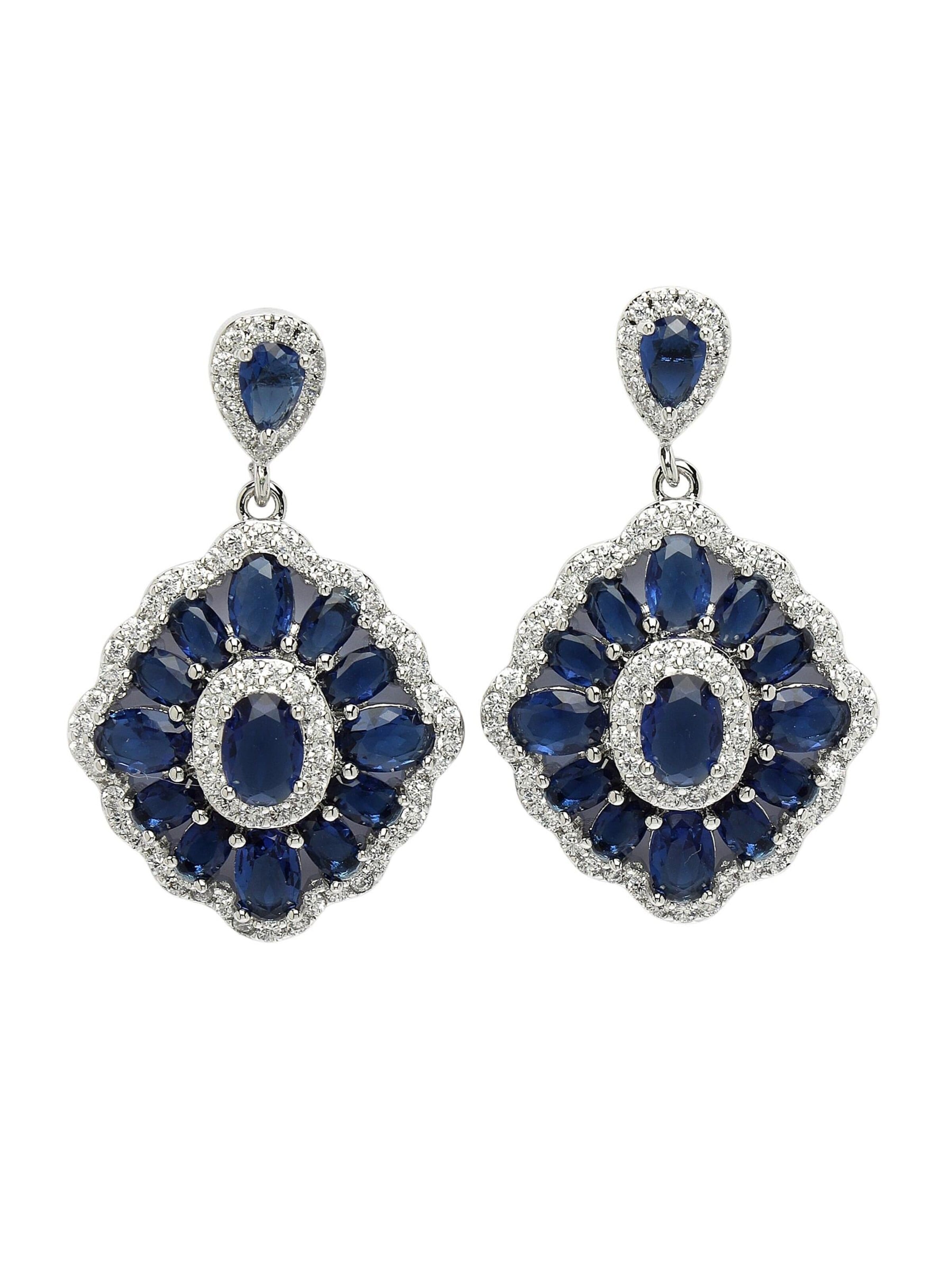 Boucles d'oreilles 'Emiliara' AVANT-GARDE PARIS en bleu : devant
