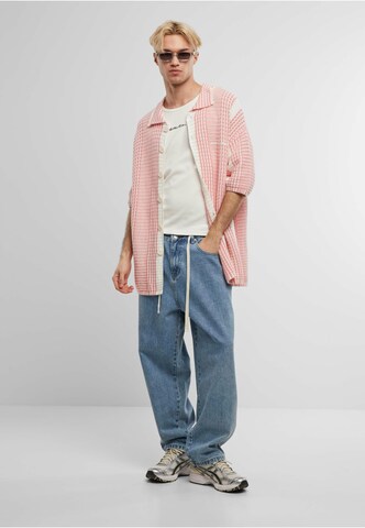 Another Cotton Lab Regular Fit Oversized Mesh Knit Summer Shirt in Pink