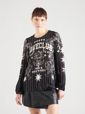 Grace Bluse 'LOVECLUB' in Schwarz: Vorderseite