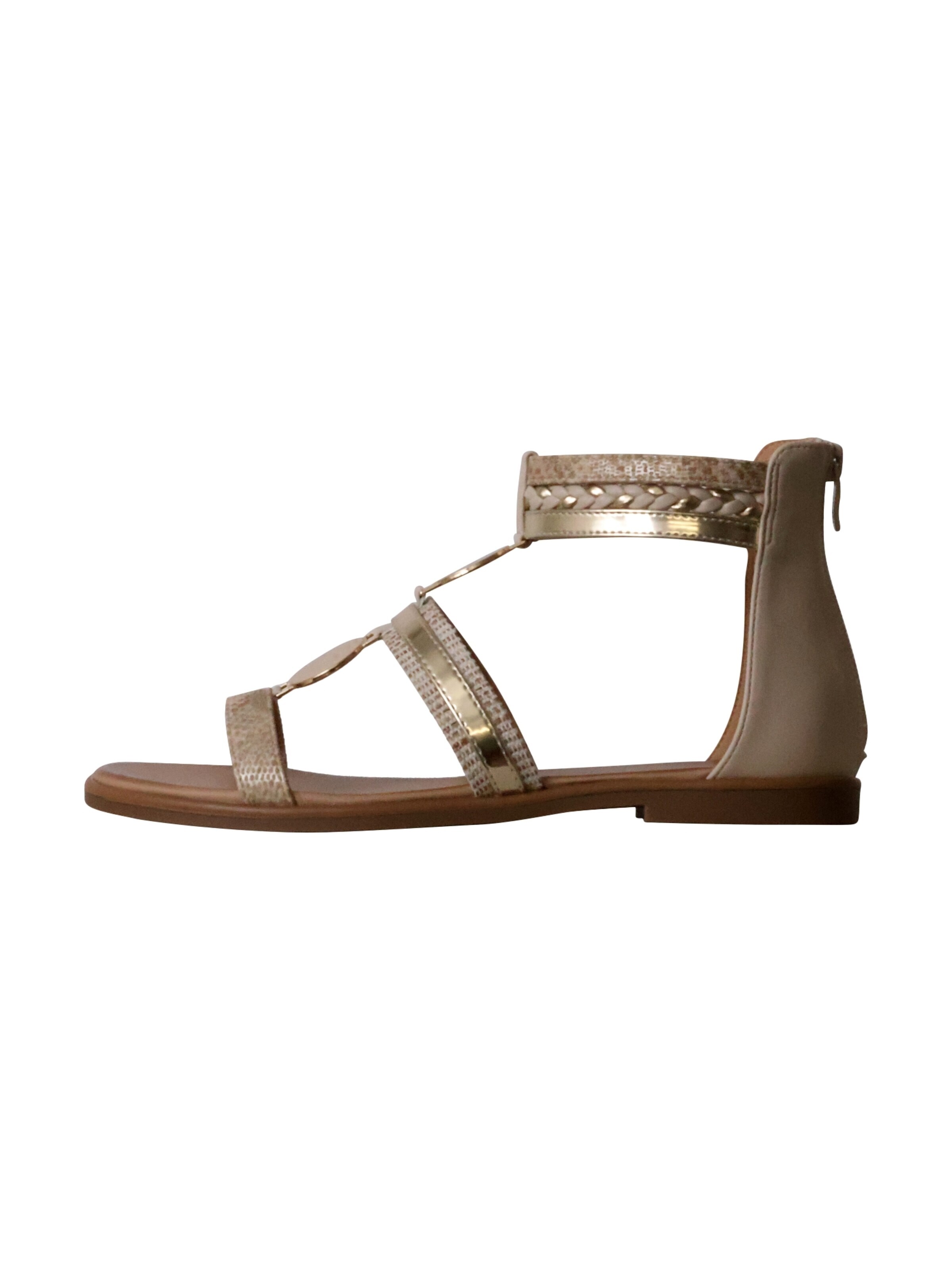 Sixth Sense Sandaal 'Flache Sandalen mit Reißverschluss' in Beige: voorkant