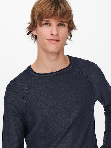 Only & Sons Regular Fit Pullover 'Dextor' in Blau