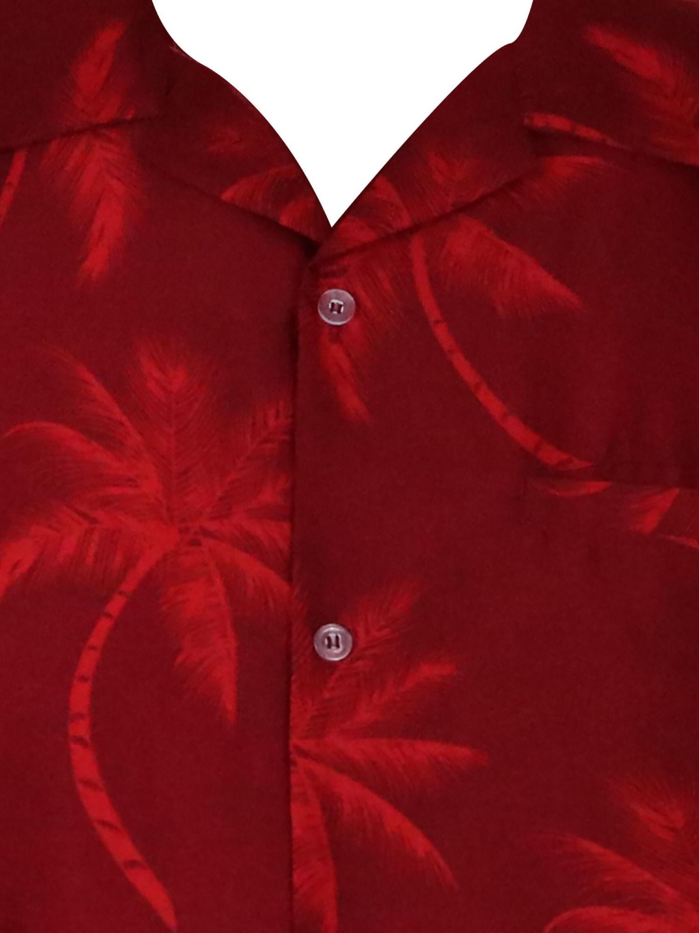 King Kameha Shirt 'Palmshadow'‌‌‌‌‌ in Rot