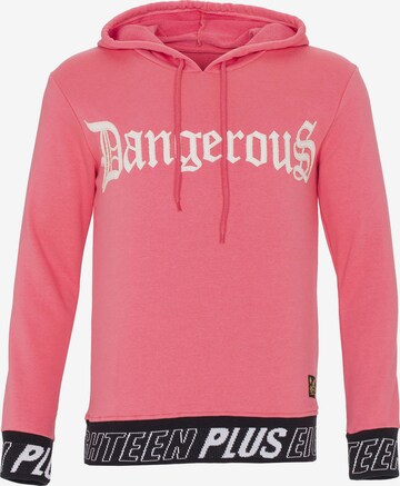 Sweat-shirt PLUS EIGHTEEN en rose : devant