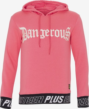 Sweat-shirt PLUS EIGHTEEN en rose : devant