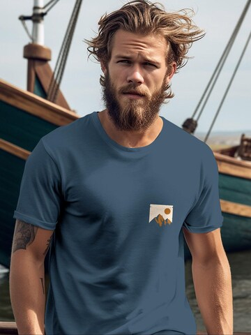 Neverless Shirt 'Mointain Badge' in Blau