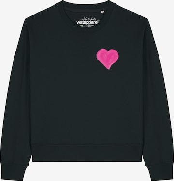 Felpa 'Pink Heart ' di Watapparel in nero: frontale